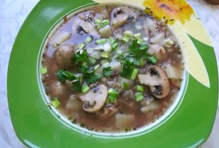 Гречневый суп с грибами 